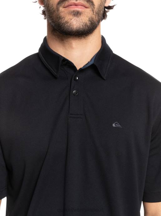 esso Quiksilver uomini polo waterman manica corta acqua nero HTZR98