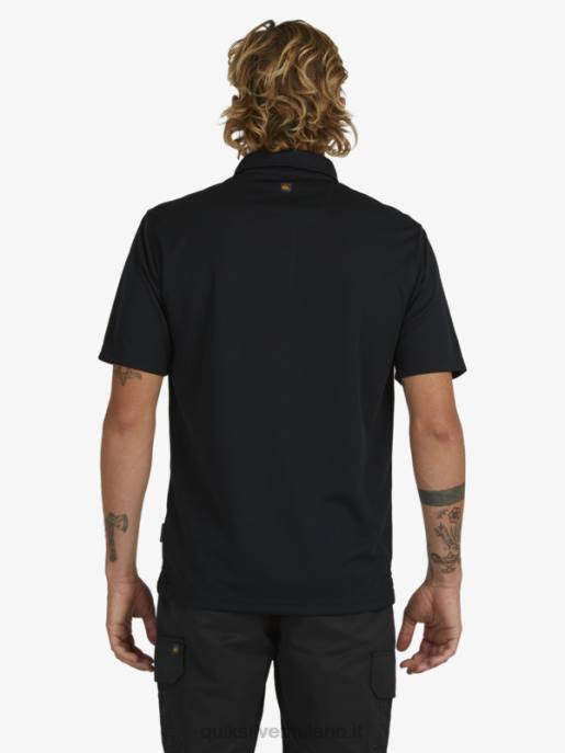 esso Quiksilver uomini polo waterman manica corta acqua nero HTZR98