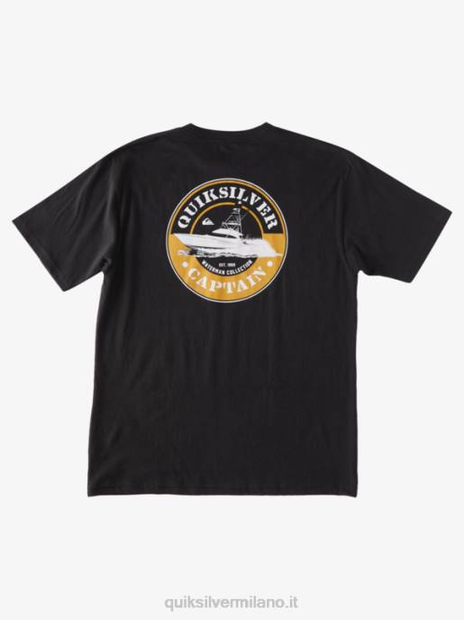 esso Quiksilver uomini t-shirt da viaggio dei capitani nero HTZR1372