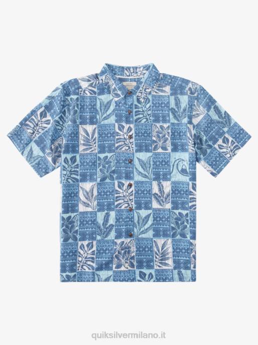 esso Quiksilver uomini waterman foglie scatole camicia hawaiana scatole foglia blu crepuscolo HTZR917