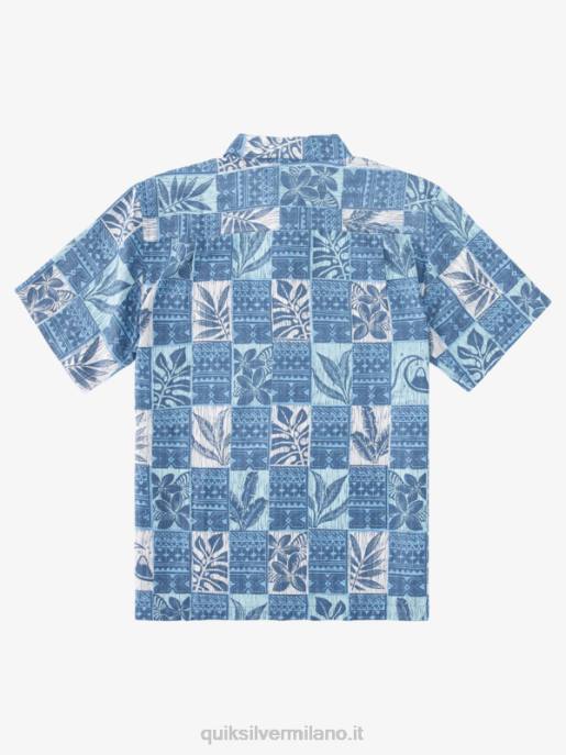 esso Quiksilver uomini waterman foglie scatole camicia hawaiana scatole foglia blu crepuscolo HTZR917