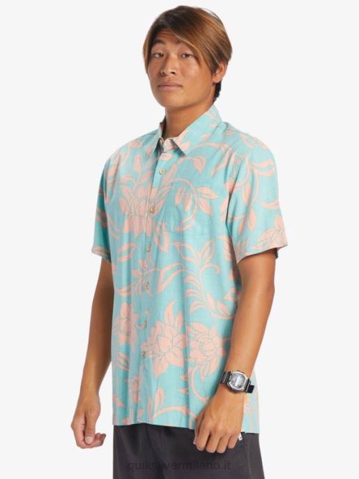 esso Quiksilver uomini waterman ogni fine settimana camicia a maniche corte blu turchese ogni fine settimana w HTZR288