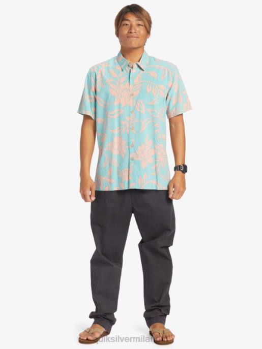 esso Quiksilver uomini waterman ogni fine settimana camicia a maniche corte blu turchese ogni fine settimana w HTZR288