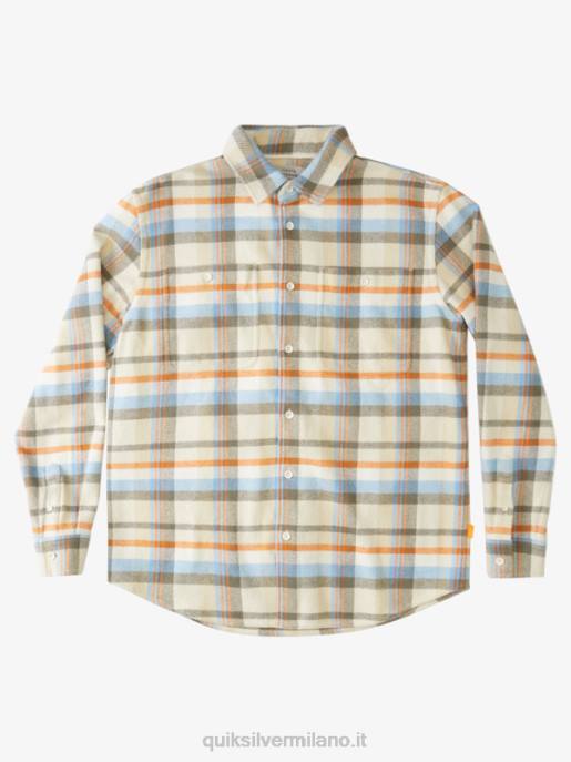 esso Quiksilver uomini waterman thunder imposta camicia a maniche lunghe in flanella antichi tuoni bianchi HTZR1350