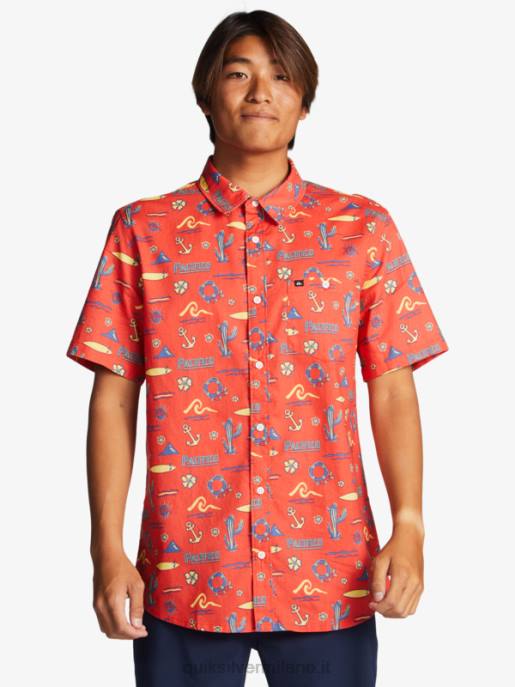 esso Quiksilver x Pacifico uomini Maglietta a maniche corte rosso pacifico quiksilver HTZR16