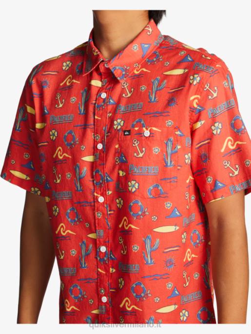 esso Quiksilver x Pacifico uomini Maglietta a maniche corte rosso pacifico quiksilver HTZR16