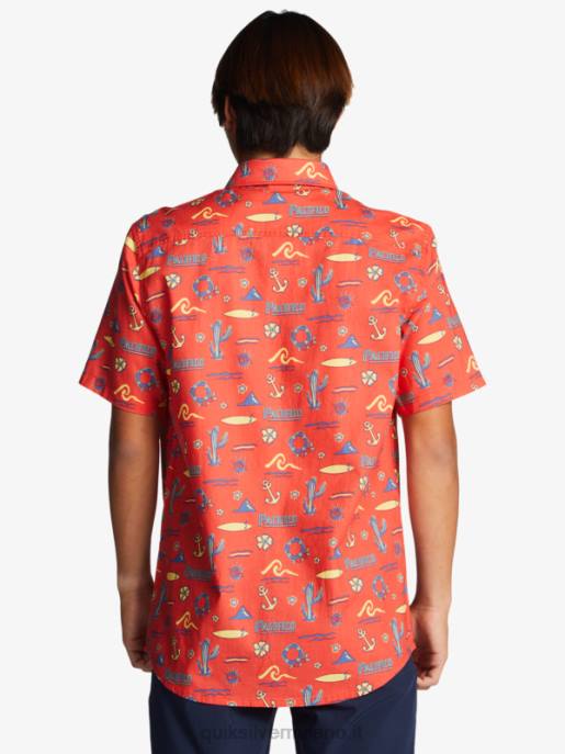 esso Quiksilver x Pacifico uomini Maglietta a maniche corte rosso pacifico quiksilver HTZR16