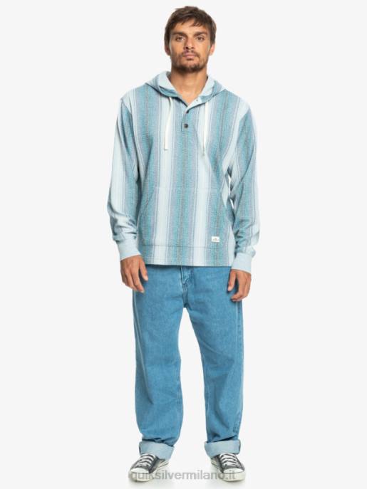 esso Quiksilver uomini felpa baja henley striscia baja blu marocchino HTZR1098
