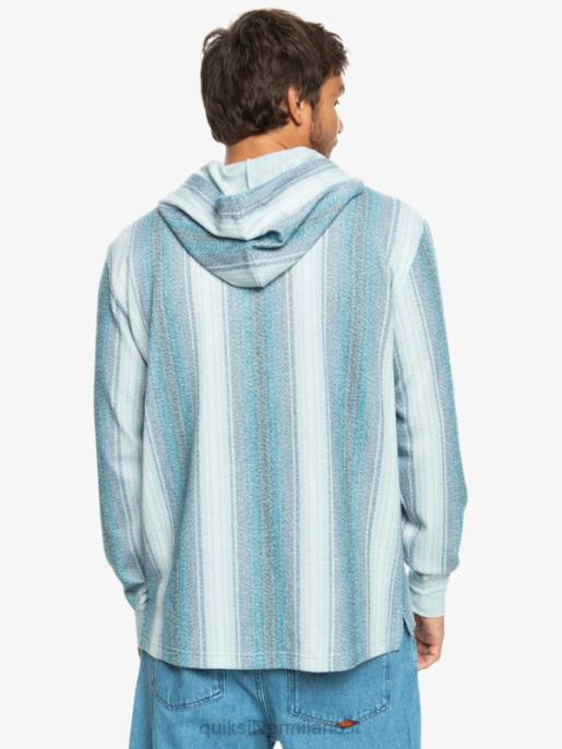 esso Quiksilver uomini felpa baja henley striscia baja blu marocchino HTZR1098