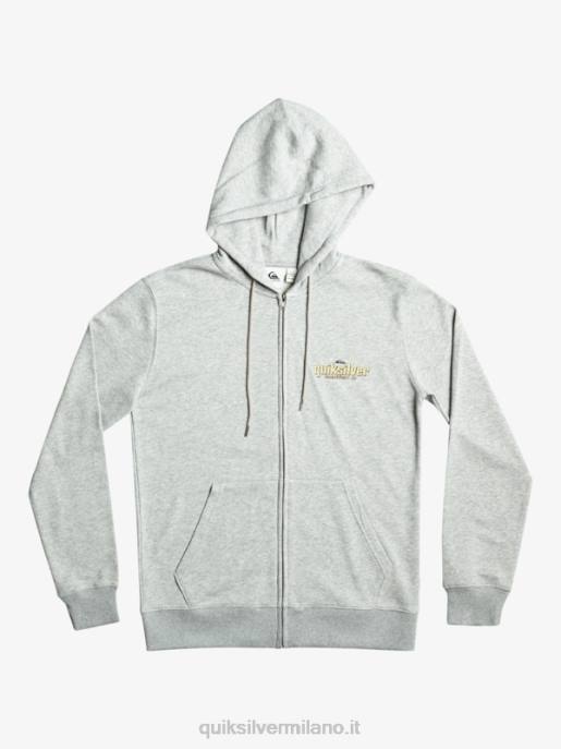 esso Quiksilver uomini felpa con cappuccio con zip e parole erica grigio chiaro HTZR1148