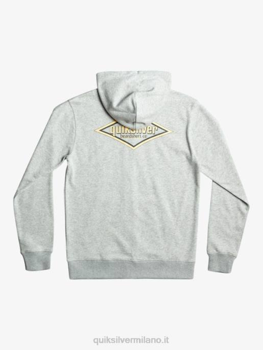 esso Quiksilver uomini felpa con cappuccio con zip e parole erica grigio chiaro HTZR1148