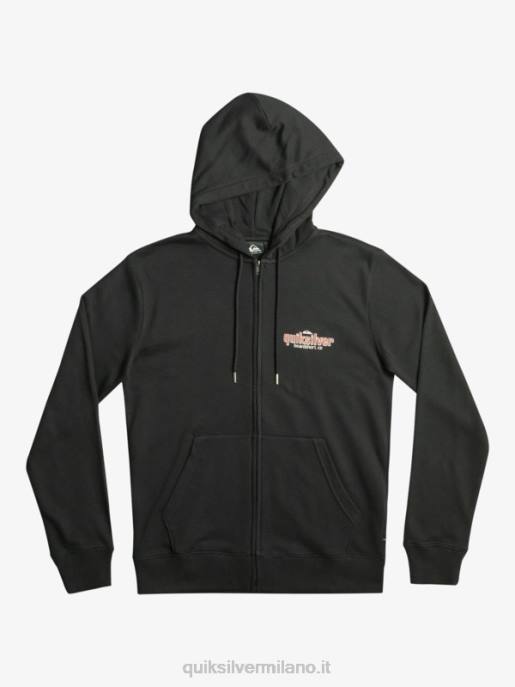 esso Quiksilver uomini felpa con cappuccio con zip e parole nero HTZR1149