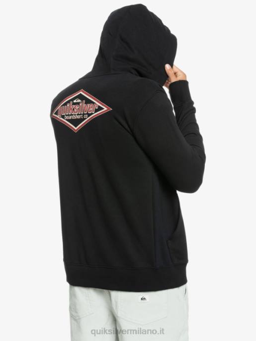 esso Quiksilver uomini felpa con cappuccio con zip e parole nero HTZR1149