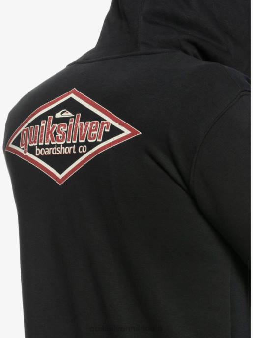 esso Quiksilver uomini felpa con cappuccio con zip e parole nero HTZR1149