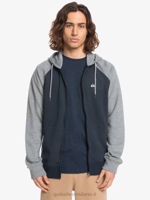 esso Quiksilver uomini felpa con cappuccio con zip essentials grigio chiaro melange/nero HTZR1514