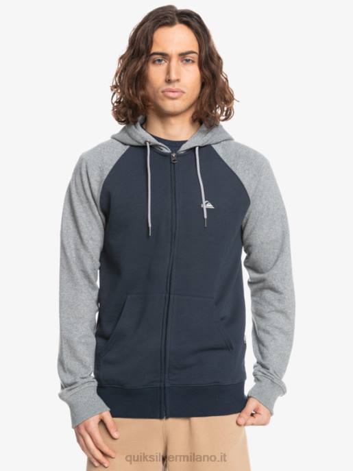 esso Quiksilver uomini felpa con cappuccio con zip essentials grigio chiaro melange/nero HTZR1514