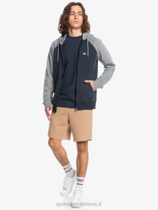 esso Quiksilver uomini felpa con cappuccio con zip essentials grigio chiaro melange/nero HTZR1514