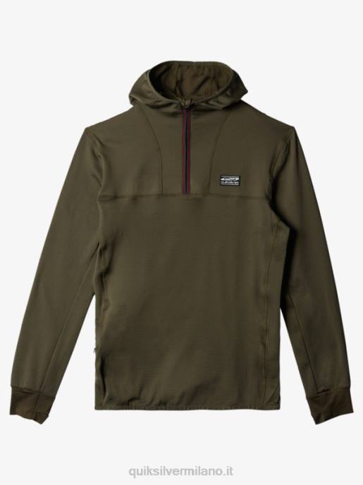esso Quiksilver uomini felpa con cappuccio in pile con zip a un quarto a punta ripida foglia d'uva HTZR1874
