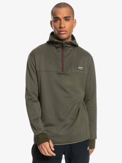 esso Quiksilver uomini felpa con cappuccio in pile con zip a un quarto a punta ripida foglia d\'uva HTZR1874