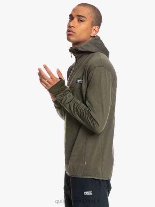 esso Quiksilver uomini felpa con cappuccio in pile con zip a un quarto a punta ripida foglia d\'uva HTZR1874