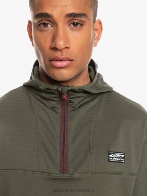 esso Quiksilver uomini felpa con cappuccio in pile con zip a un quarto a punta ripida foglia d\'uva HTZR1874