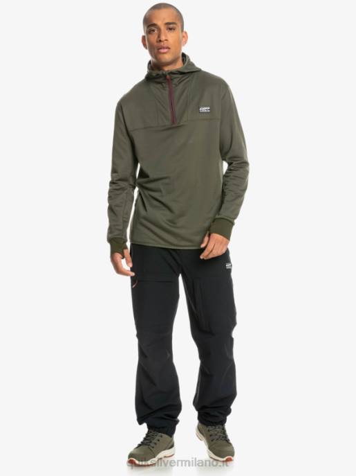 esso Quiksilver uomini felpa con cappuccio in pile con zip a un quarto a punta ripida foglia d\'uva HTZR1874