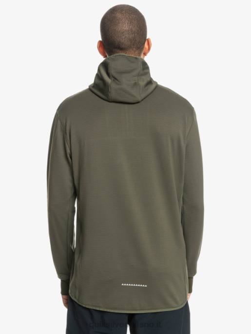 esso Quiksilver uomini felpa con cappuccio in pile con zip a un quarto a punta ripida foglia d\'uva HTZR1874