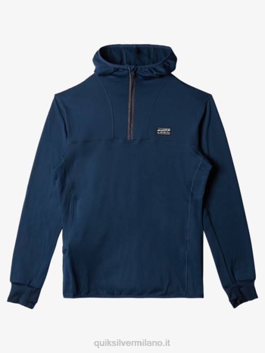esso Quiksilver uomini felpa con cappuccio in pile con zip a un quarto a punta ripida insegne blu HTZR1873