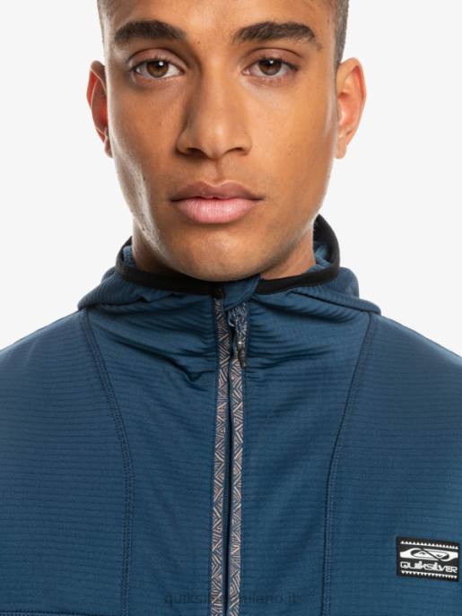 esso Quiksilver uomini felpa con cappuccio in pile con zip a un quarto a punta ripida insegne blu HTZR1873
