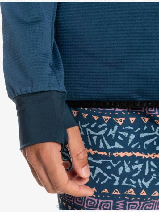 esso Quiksilver uomini felpa con cappuccio in pile con zip a un quarto a punta ripida insegne blu HTZR1873
