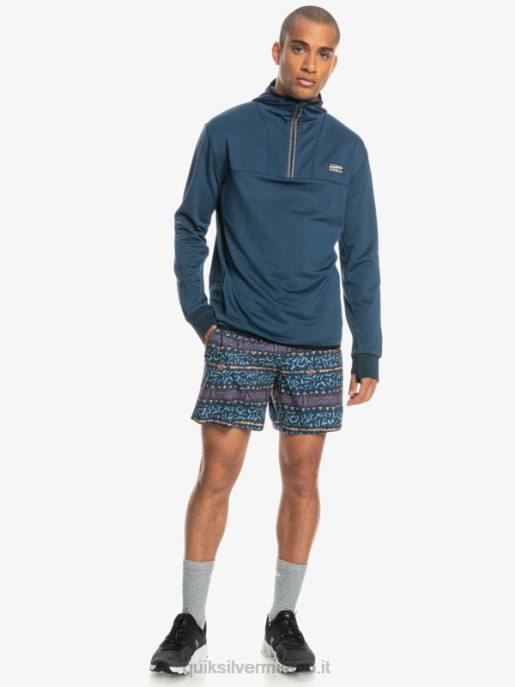 esso Quiksilver uomini felpa con cappuccio in pile con zip a un quarto a punta ripida insegne blu HTZR1873