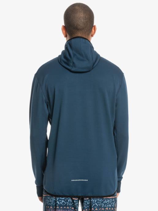 esso Quiksilver uomini felpa con cappuccio in pile con zip a un quarto a punta ripida insegne blu HTZR1873
