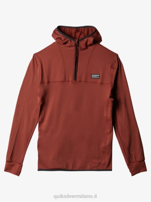 esso Quiksilver uomini felpa con cappuccio in pile con zip a un quarto a punta ripida mogano HTZR1875
