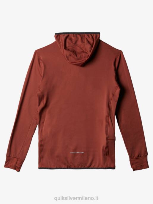 esso Quiksilver uomini felpa con cappuccio in pile con zip a un quarto a punta ripida mogano HTZR1875