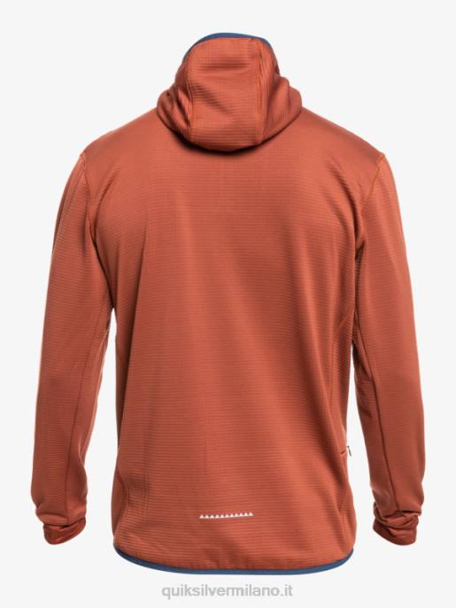 esso Quiksilver uomini felpa con cappuccio in pile con zip a un quarto a punta ripida mogano HTZR1875