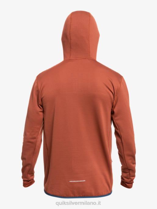 esso Quiksilver uomini felpa con cappuccio in pile con zip a un quarto a punta ripida mogano HTZR1875