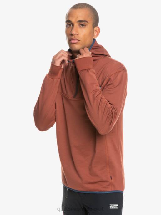 esso Quiksilver uomini felpa con cappuccio in pile con zip a un quarto a punta ripida mogano HTZR1875