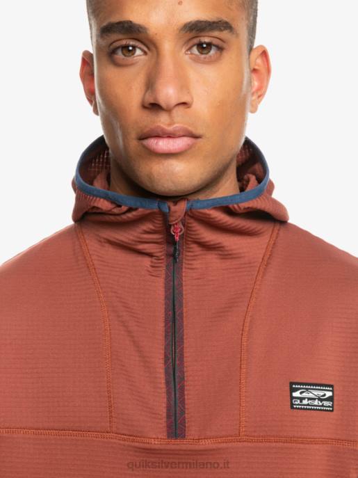 esso Quiksilver uomini felpa con cappuccio in pile con zip a un quarto a punta ripida mogano HTZR1875