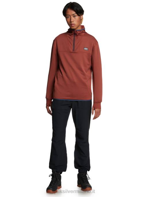 esso Quiksilver uomini felpa con cappuccio in pile con zip a un quarto a punta ripida mogano HTZR1875