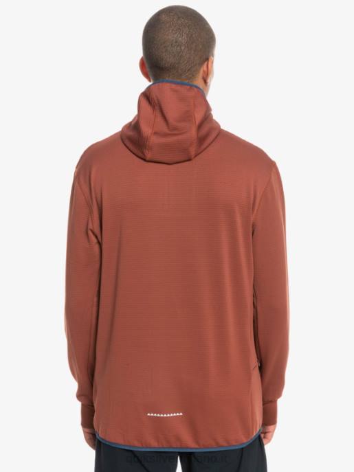 esso Quiksilver uomini felpa con cappuccio in pile con zip a un quarto a punta ripida mogano HTZR1875