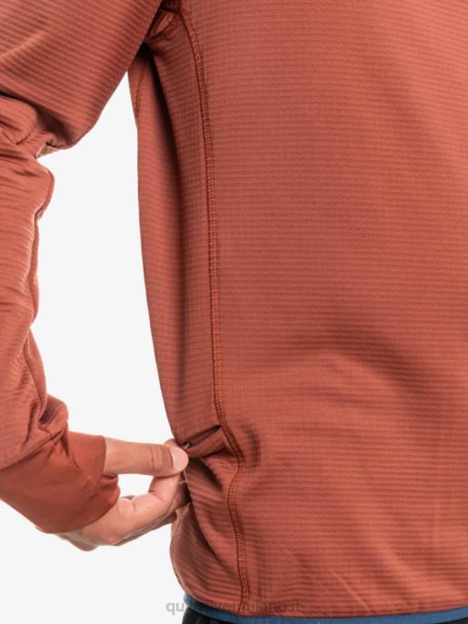 esso Quiksilver uomini felpa con cappuccio in pile con zip a un quarto a punta ripida mogano HTZR1875