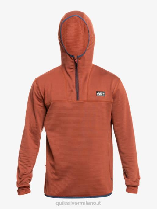 esso Quiksilver uomini felpa con cappuccio in pile con zip a un quarto a punta ripida mogano HTZR1875