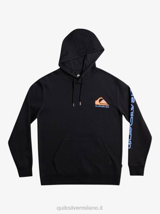 esso Quiksilver uomini pullover superiore in pile con cappuccio con logo omni nero HTZR1032