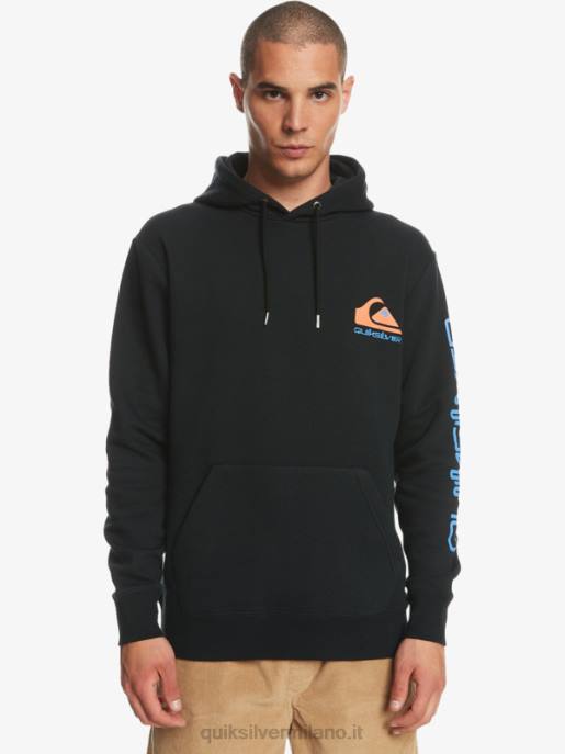 esso Quiksilver uomini pullover superiore in pile con cappuccio con logo omni nero HTZR1032