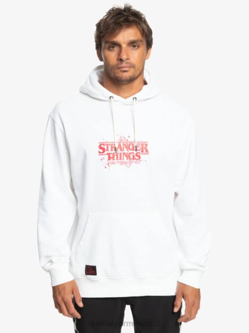 esso Quiksilver x Stranger uomini cose felpa con cappuccio logo ufficiale bianco HTZR1807