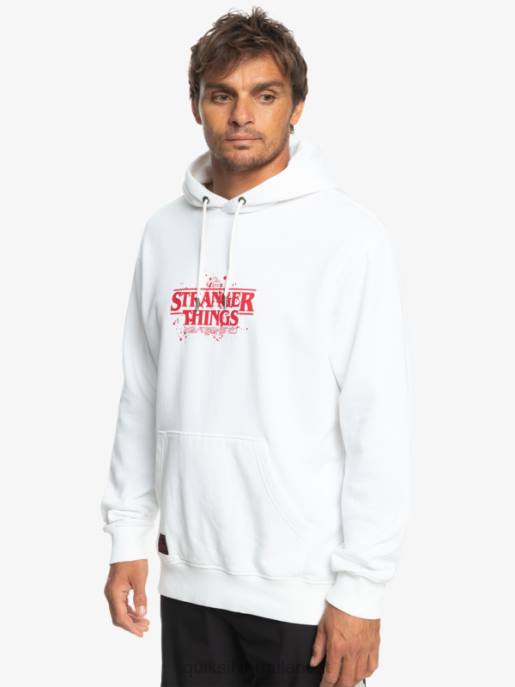 esso Quiksilver x Stranger uomini cose felpa con cappuccio logo ufficiale bianco HTZR1807
