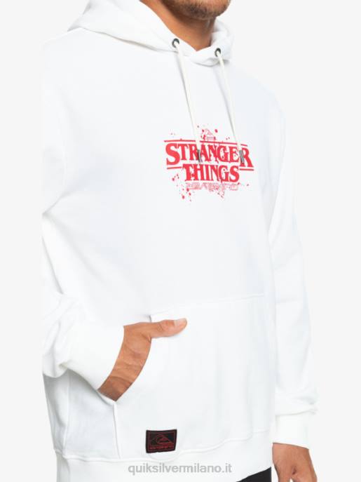 esso Quiksilver x Stranger uomini cose felpa con cappuccio logo ufficiale bianco HTZR1807