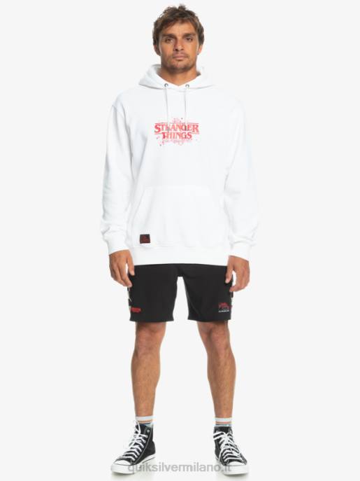 esso Quiksilver x Stranger uomini cose felpa con cappuccio logo ufficiale bianco HTZR1807