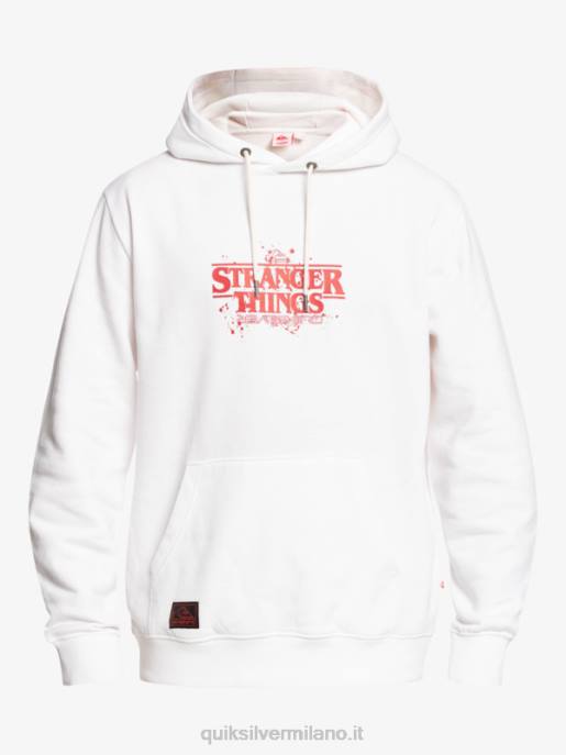 esso Quiksilver x Stranger uomini cose felpa con cappuccio logo ufficiale bianco HTZR1807