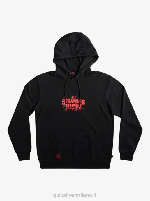 esso Quiksilver x Stranger uomini cose felpa con cappuccio logo ufficiale nero HTZR1806
